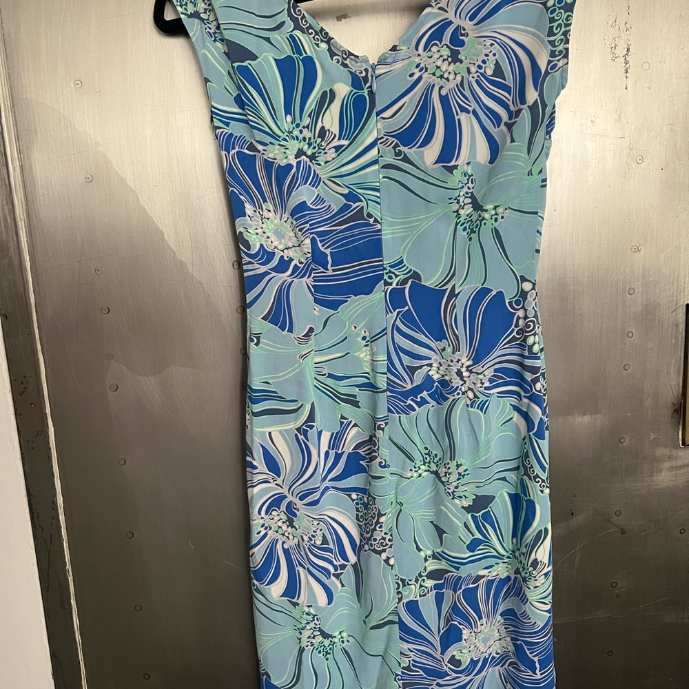 Dolce & Gabbana Blue Sheath Midi Dress V-Neck Resort